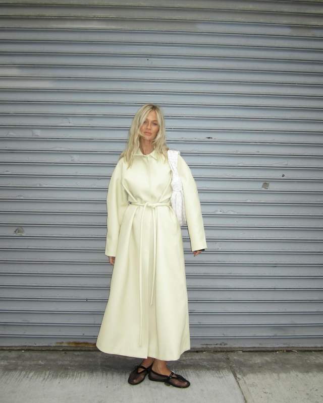 DIANA MILKANOVA BUTTER COAT and ALAIA Fishnet ballet flats worn by Josefine Haaning Jensen | josefinehj's closet