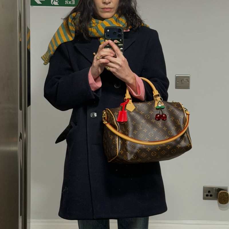 Madewell Alexa Chung for Madewell Leni Peacoat and LOUIS VUITTON Speedy Soft 30 Crafty worn by Alexa Chung | Alexa Chung Outfits and Style