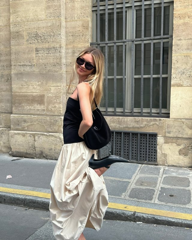 Toteme pointed toe 55mm Mary Janes, SAVETTE Tondo large suede shoulder bag and By Malene Birger Marciella Dress worn by Jessie Andrews | jessieandrews's closet