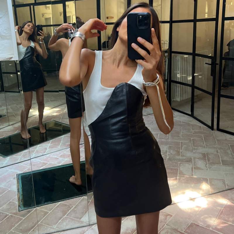MAGDA BUTRYM Asymmetrical leather mini dress in black worn by Maja Weyhe | majawyh's closet