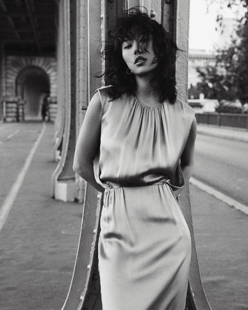 Yves Salomon pleat-detail satin dress as seen on xiayan guo | gxiayan's closet
