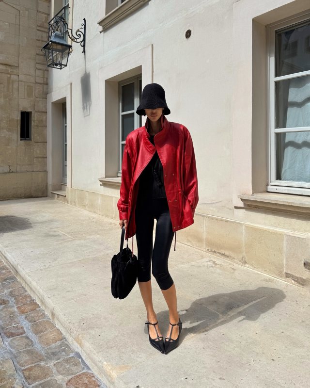 The Row 40mm Cyd leather Mary Jane pumps worn by Kseniia Vorobeva | moyamii's closet