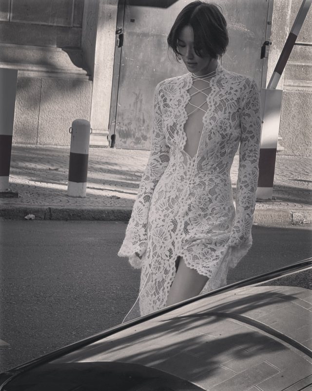 MANURI Sally Lace Midi Dress as seen on Khanh Linh