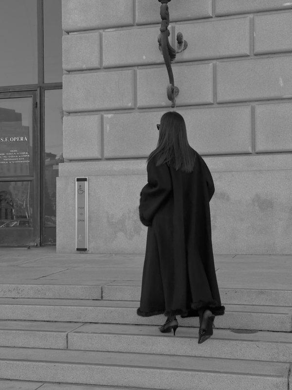 By Malene Birger Dalimas Shearling-Trimmed Wool Coat worn by Sirin U. Haban | Sirin U. Haban Outfits and Style