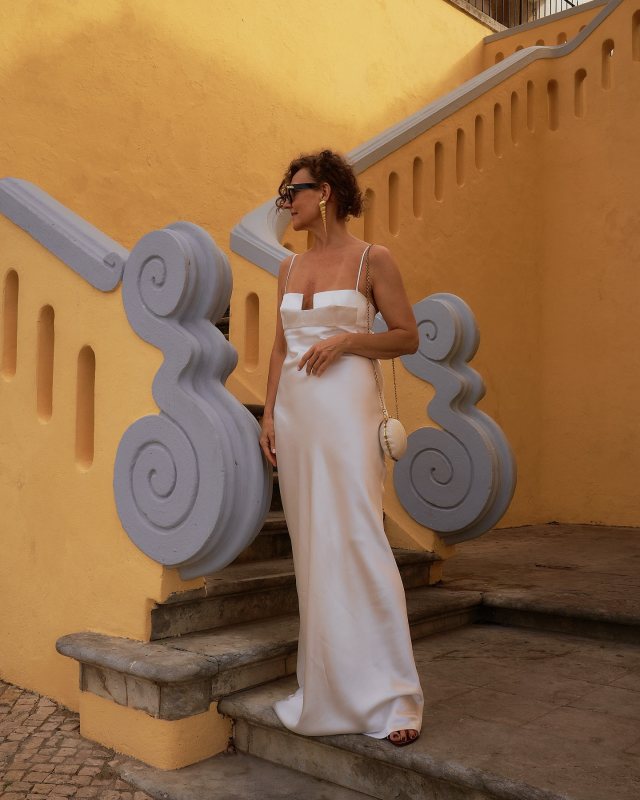 Dreamy summer dress @bevza

#dress #satindress #summervibes #summer #summerdress #whitedress #over50 #over50style #over50fashion