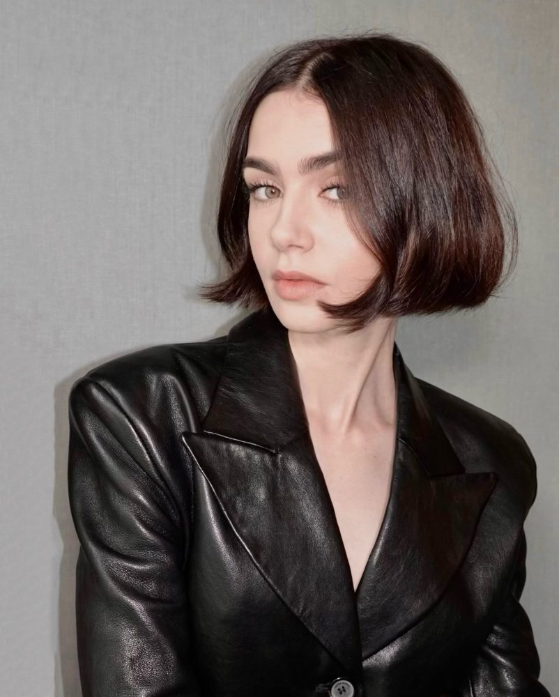 MAGDA BUTRYM Black Fitted Leather Jacket worn by Lily Collins | lilyjcollins's closet