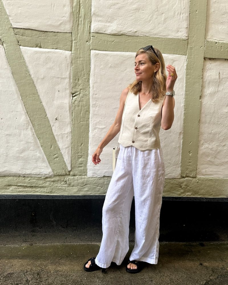 ARKET Wide Linen Trousers and NEOUS Dorado 1.0 Shoulder Bag worn by Mie Juel Engel | mie_juel's closet