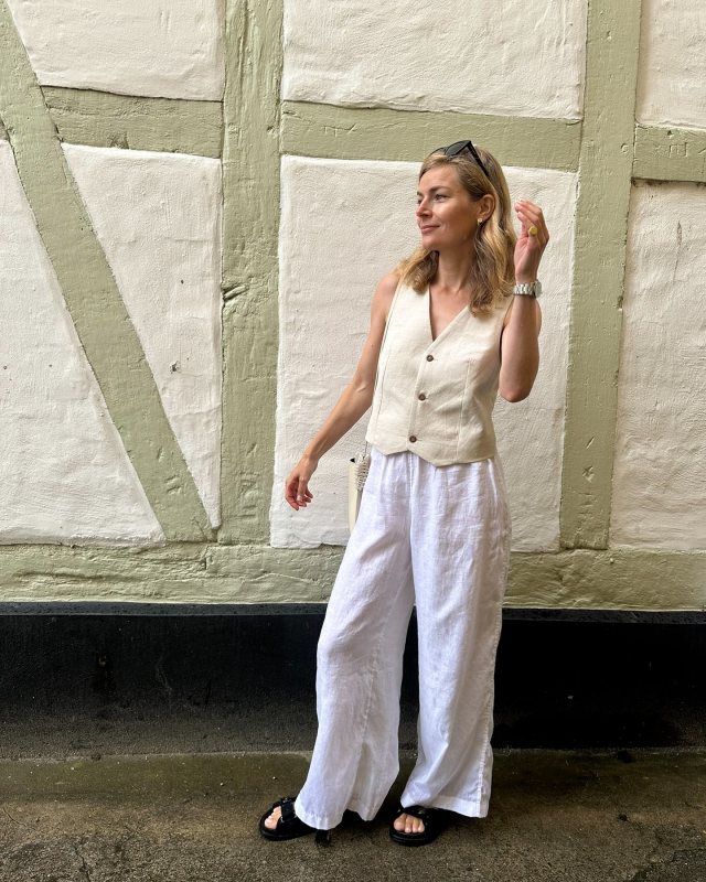 ARKET Wide Linen Trousers and NEOUS Dorado 1.0 Shoulder Bag worn by Mie Juel Engel | mie_juel's closet