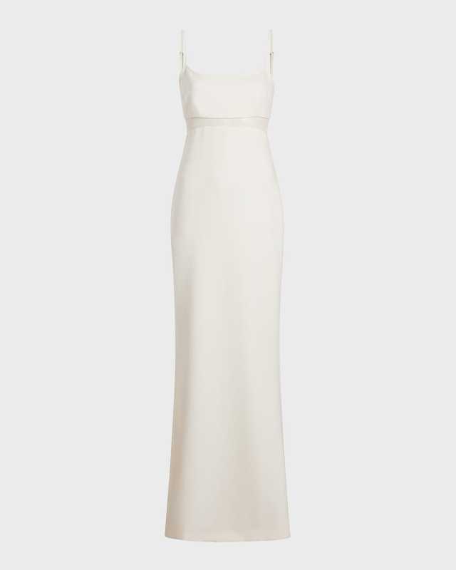 Stefania Sheer-Panel Column Gown