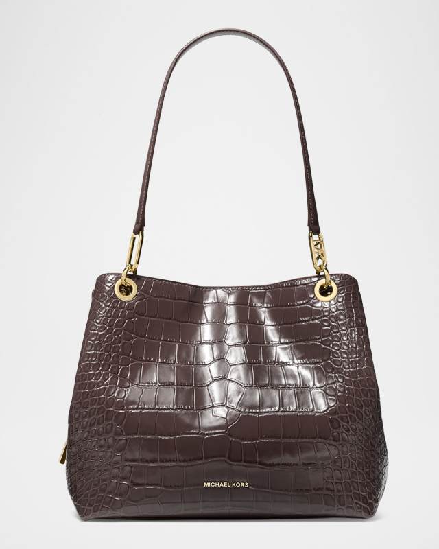 Kensington Croc-Embossed Leather Shoulder Bag