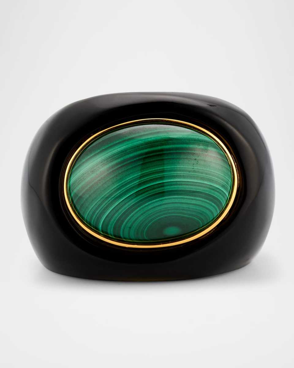Malachite and Black Obsidian Ring