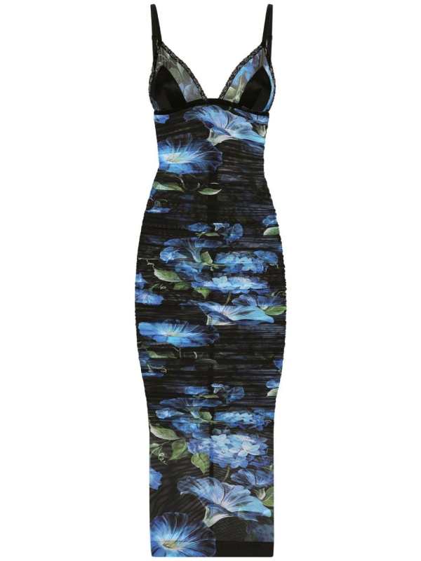 floral-print V-neck dress