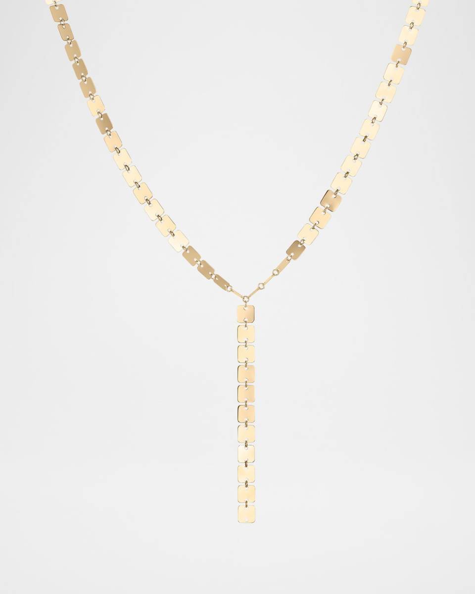 Laser Square Chain Lariat Necklace