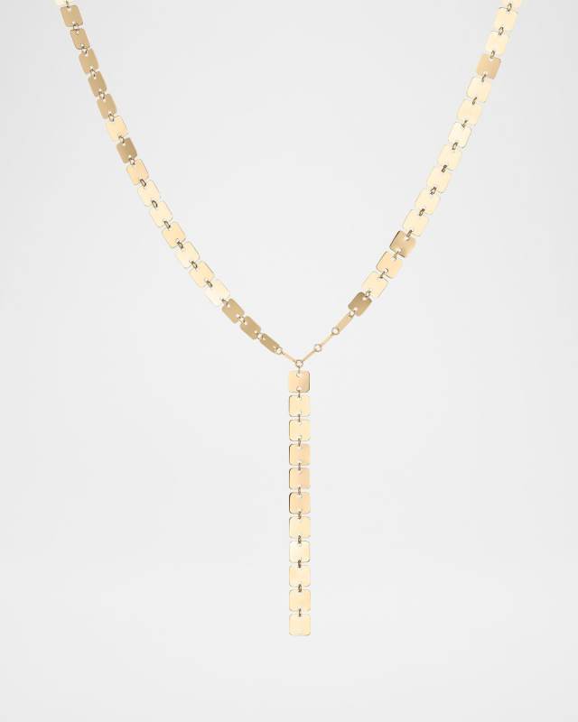 Laser Square Chain Lariat Necklace