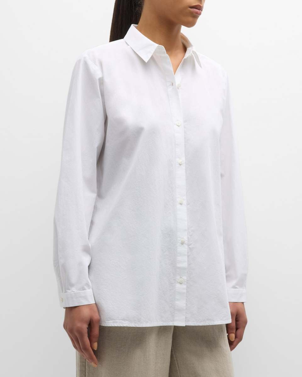 Petite Button-Down Organic Cotton Poplin Shirt