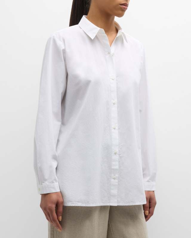 Petite Button-Down Organic Cotton Poplin Shirt