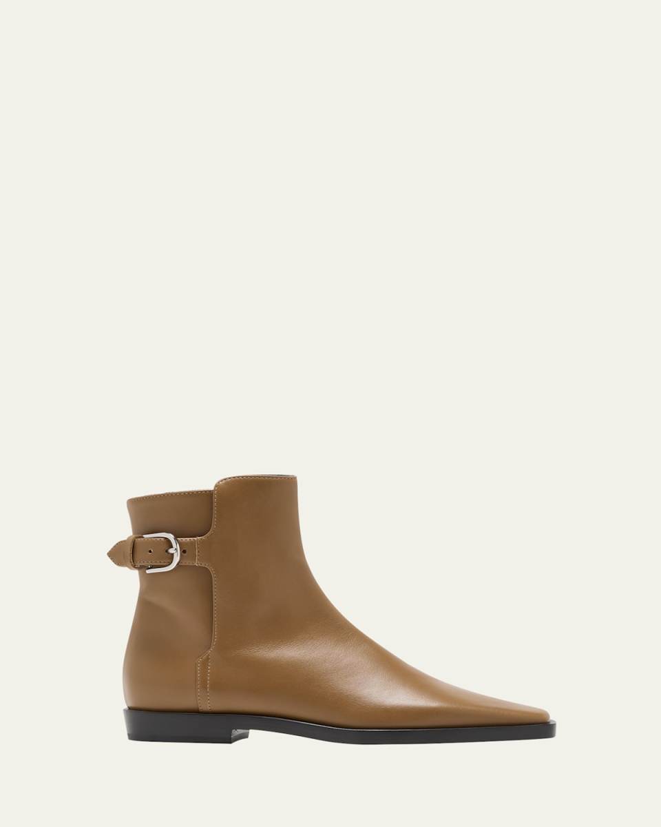 Leather Belted Ankle Boots