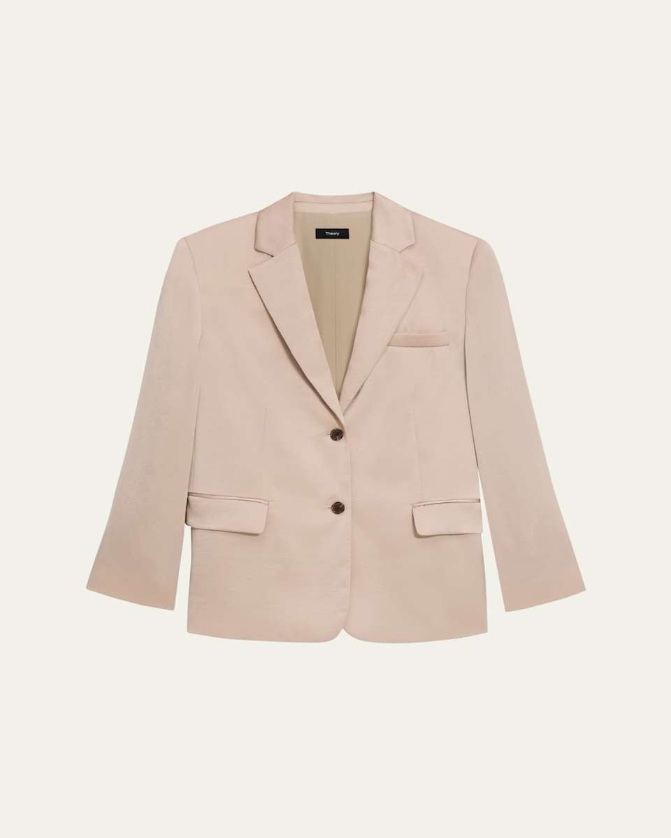 Crushed Satin Two-Button Blazer