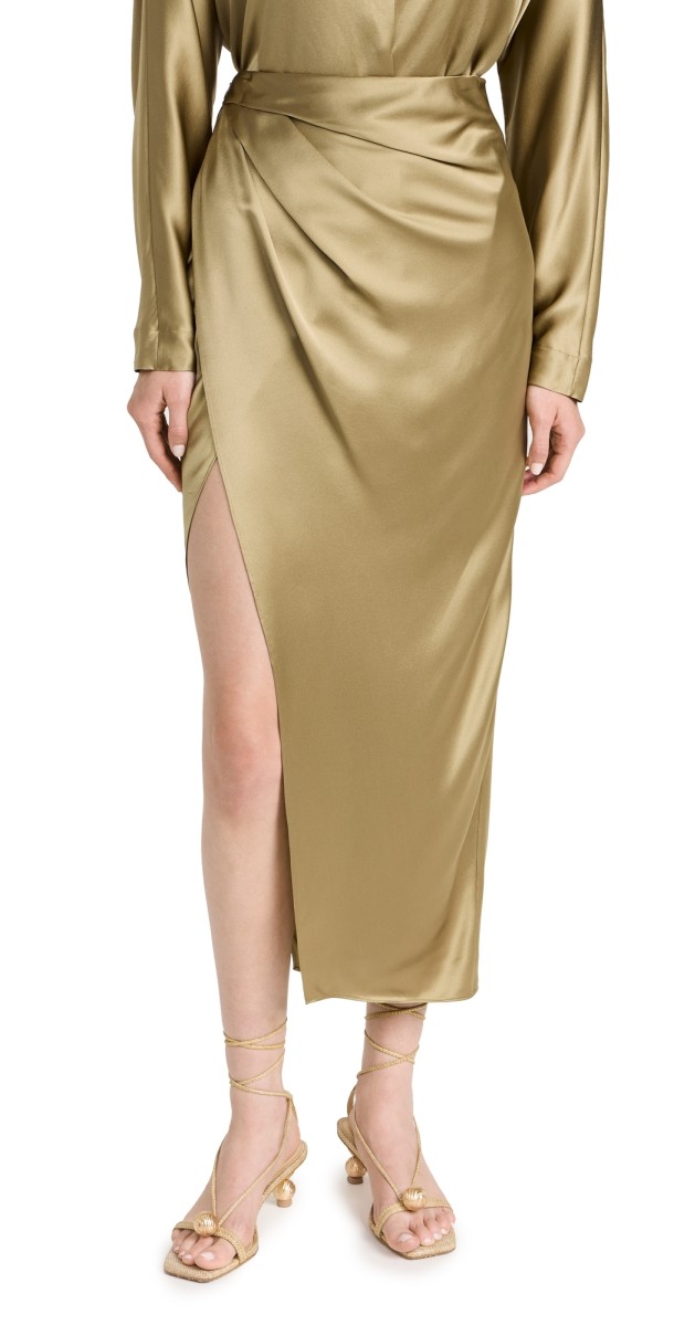 The Sei Pleat Wrap Skirt Sage