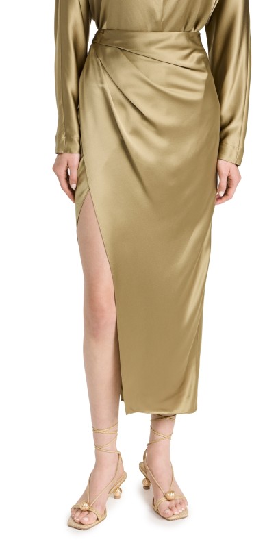 The Sei Pleat Wrap Skirt Sage