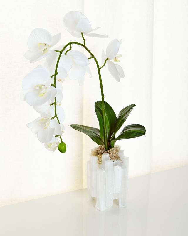 Real Touch Selenite Orchid Faux Floral Arrangement