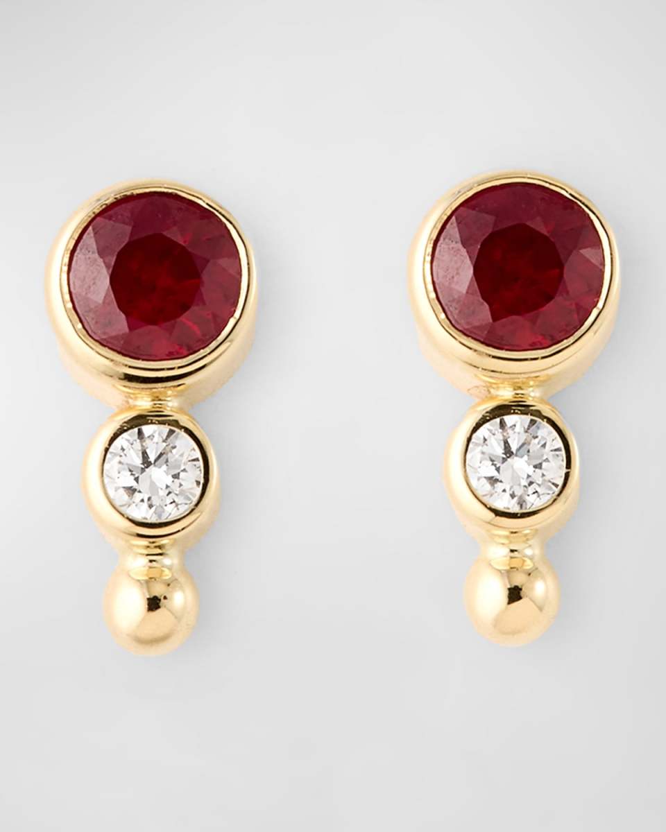 Gemstone Diamond Stud Earrings