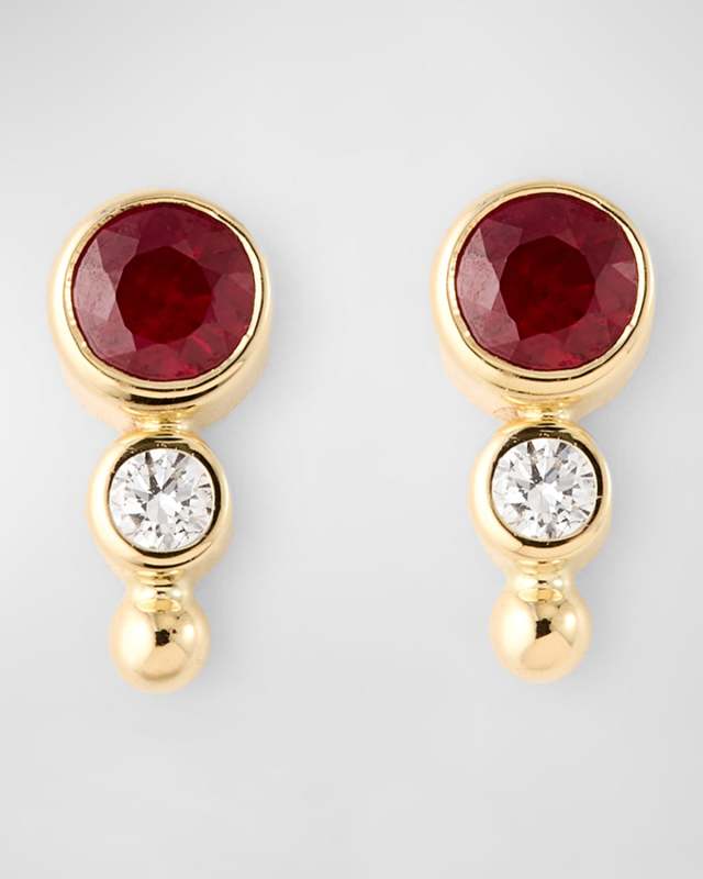Gemstone Diamond Stud Earrings