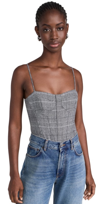 CAMI NYC Monet Thong Bodysuit Black/White