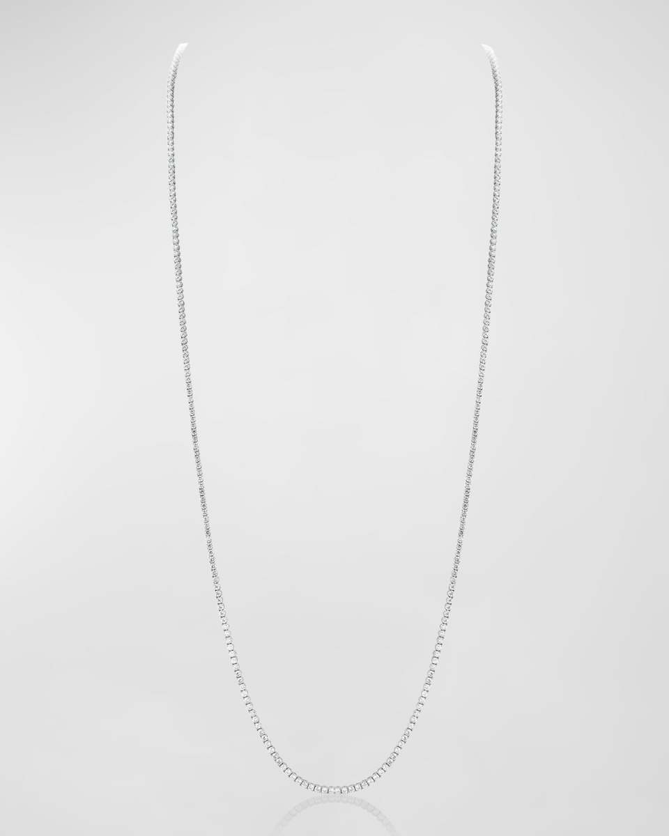 18K White Gold Diamond Tennis Necklace, 36"L