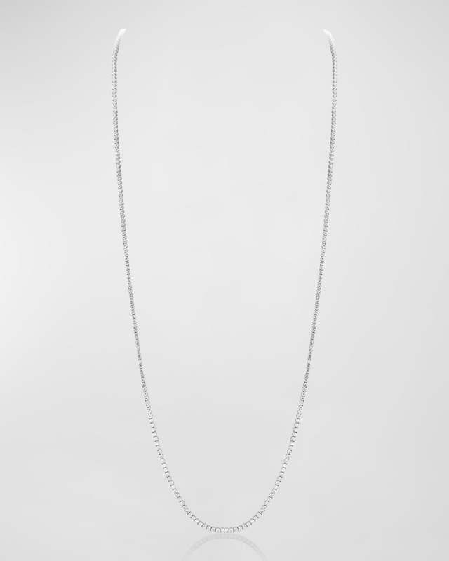 18K White Gold Diamond Tennis Necklace, 36"L