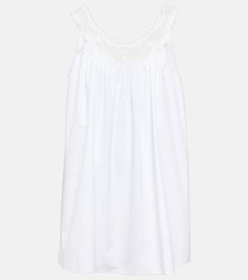 PRADA Embroidered cotton poplin minidress