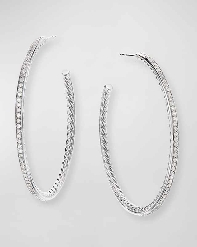 Large Hoop Earrings w/ Pave Diamonds