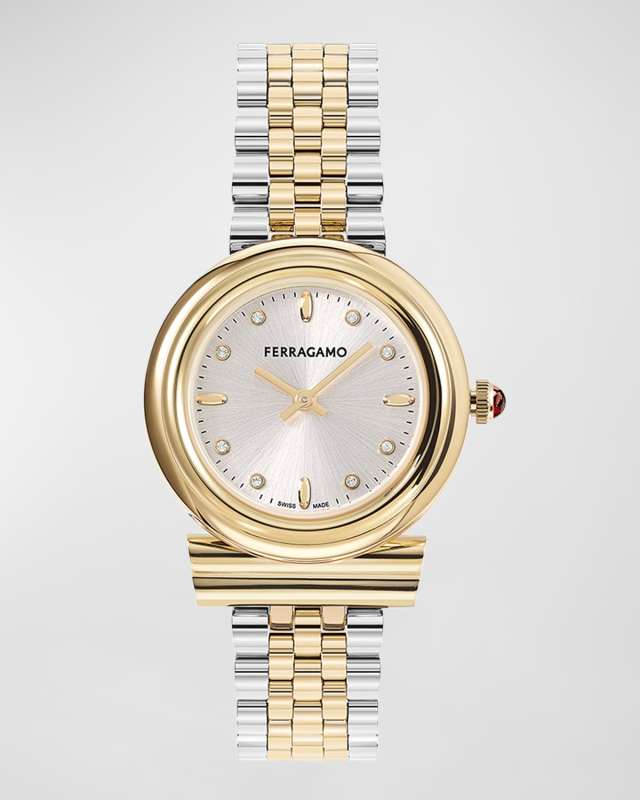 28mm Gancini Watch with Bracelet Strap, Two Tone