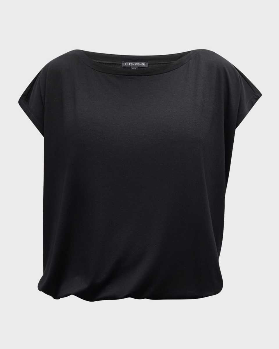 Scoop-Neck Drawstring Jersey Top