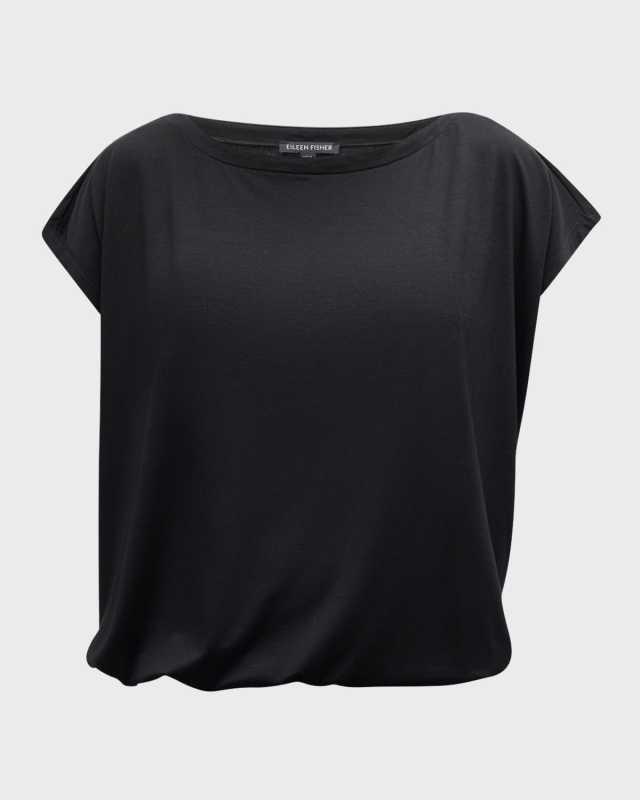 Scoop-Neck Drawstring Jersey Top