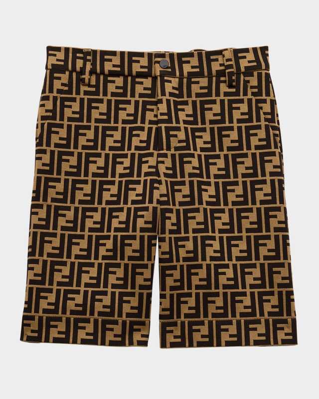 Boy's Monogram-Print Bermuda Shorts, Size 4-