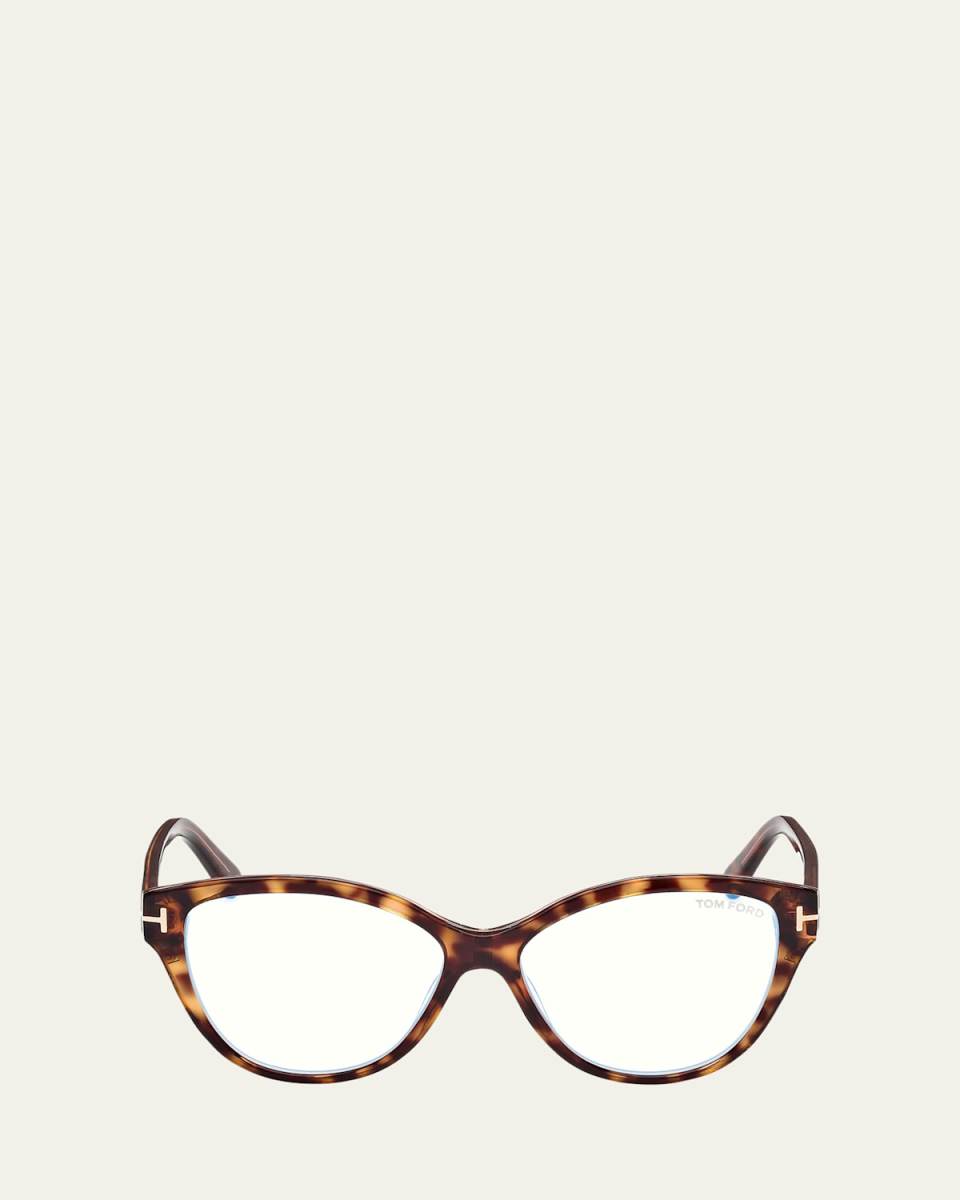 Blue Blocking Rounded Acetate Cat-Eye Glasses