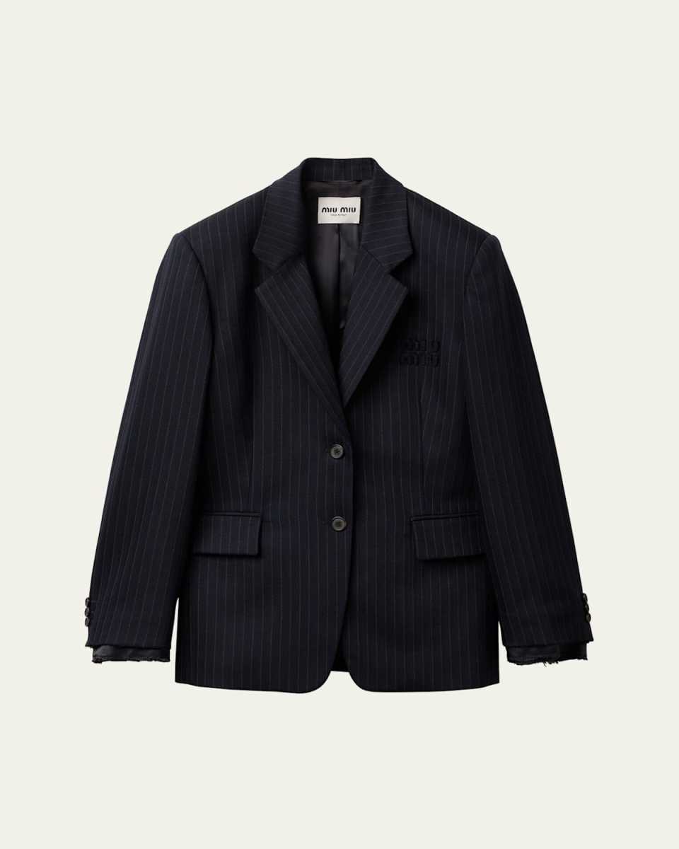 Pinstripe Menswear Wool Blazer