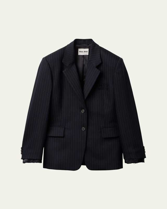 Pinstripe Menswear Wool Blazer