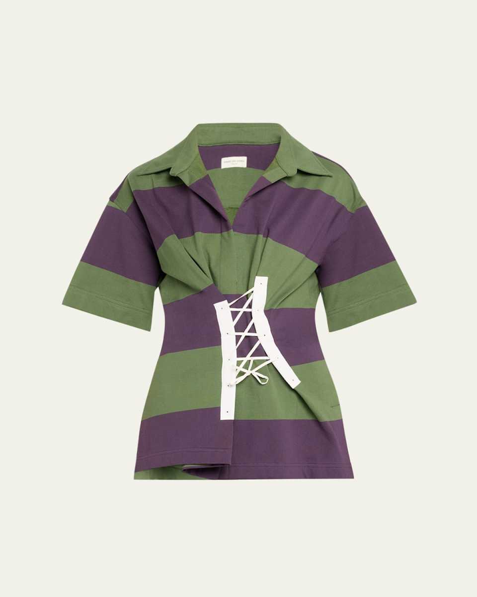 Click Striped Lace-Up Shirt