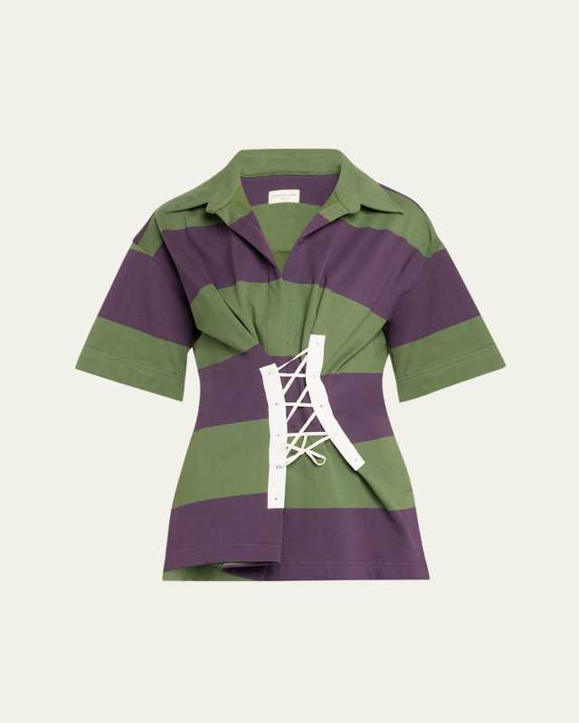 Click Striped Lace-Up Shirt