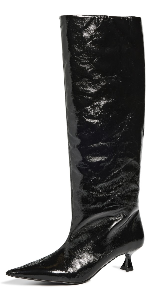 GANNI Soft Slouchy High Shaft Naplack Boots Black