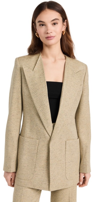 Victoria Beckham Collarless Single Breasted Jacket Avocado