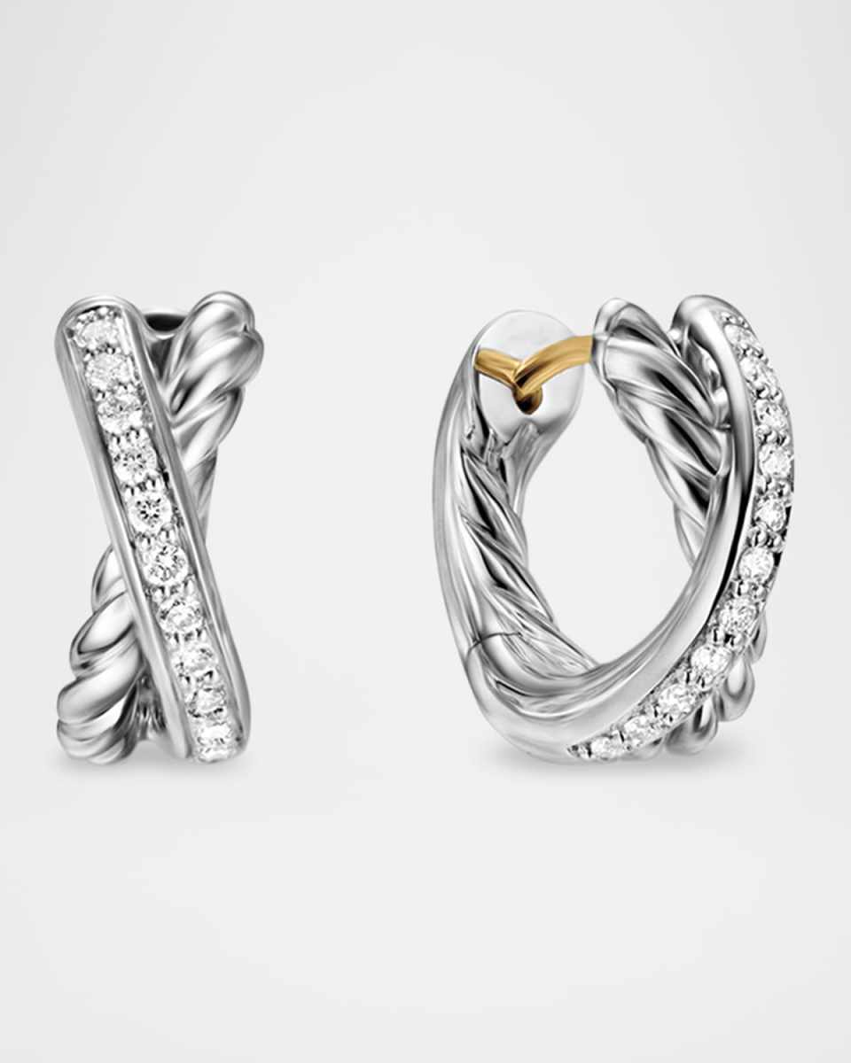 5mm DY Crossover Huggie Hoop Earrings in Silver