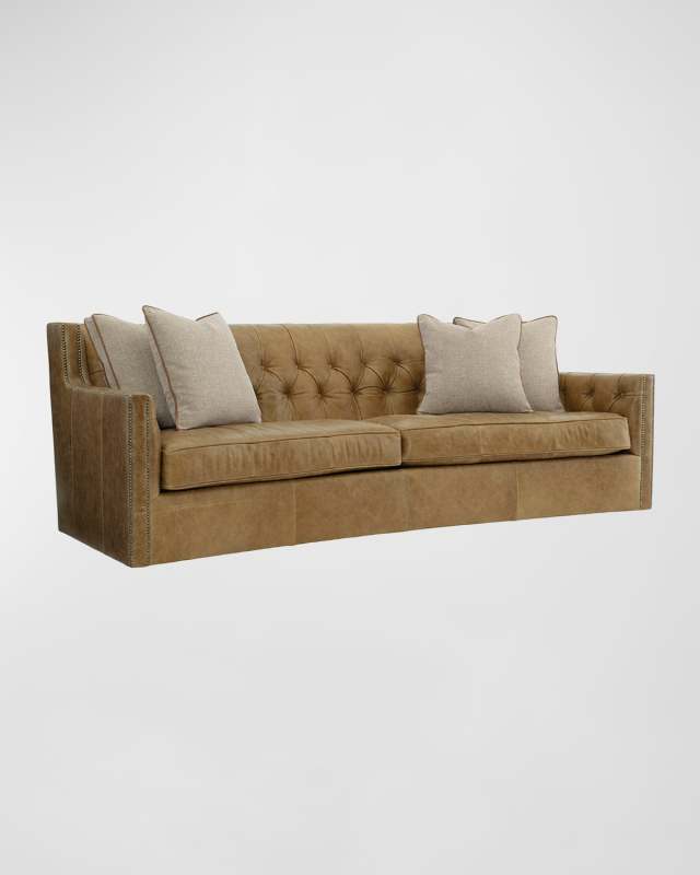 Candace Leather Sofa, 96"
