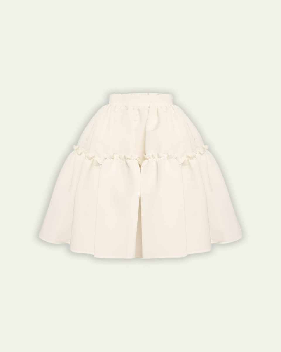 Tafetta Gathered Babydoll Mini Skirt