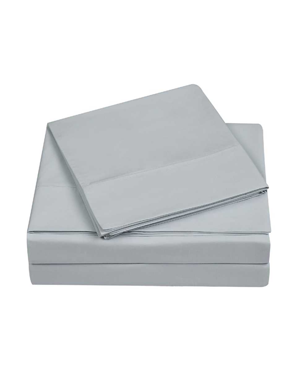 4-Piece 400-Thread Count Percale Full Sheet Set, Gray