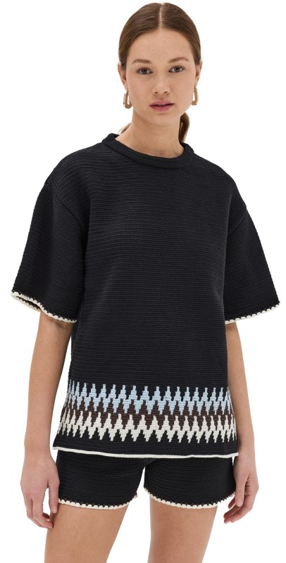 Jil Sander Zigzag Crochet T-Shirt Black/Haze/Chocolate/Porcelain