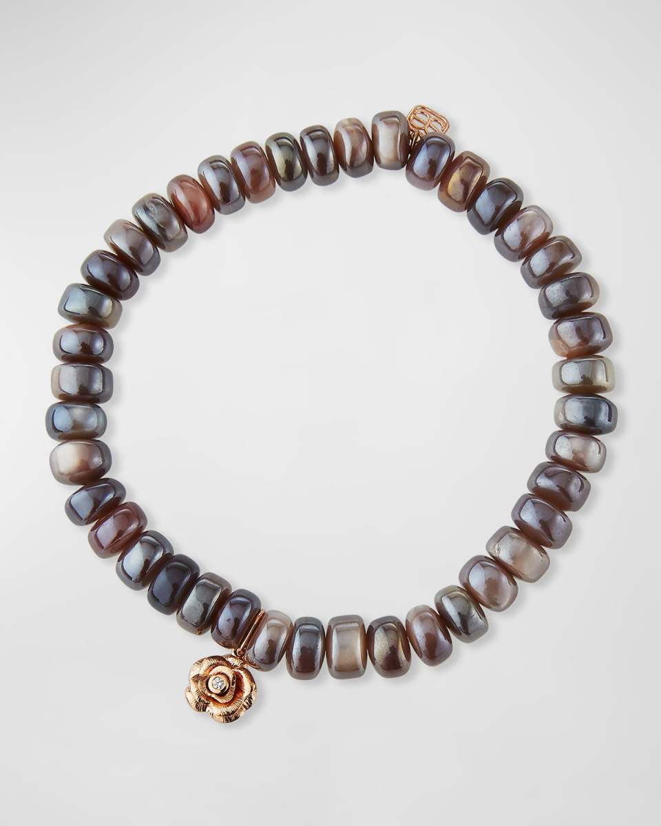 14 Rose Gold Diamond Rose Mauve Moonstone Bracelet