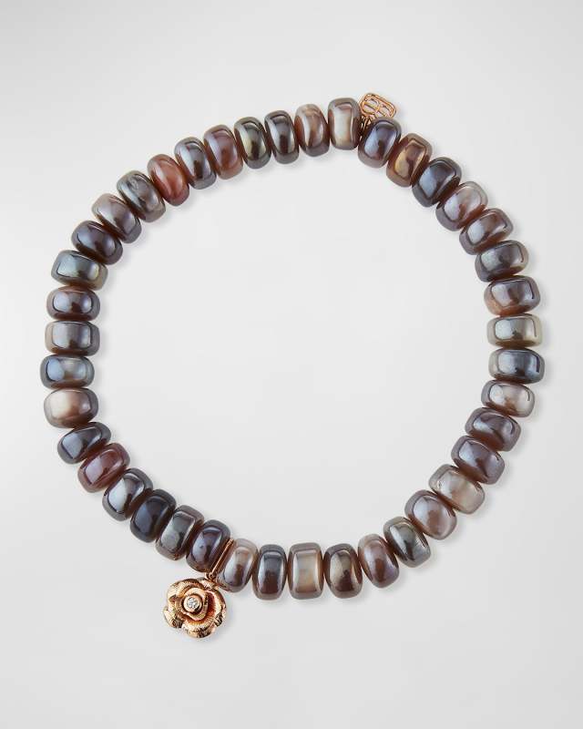 14 Rose Gold Diamond Rose Mauve Moonstone Bracelet